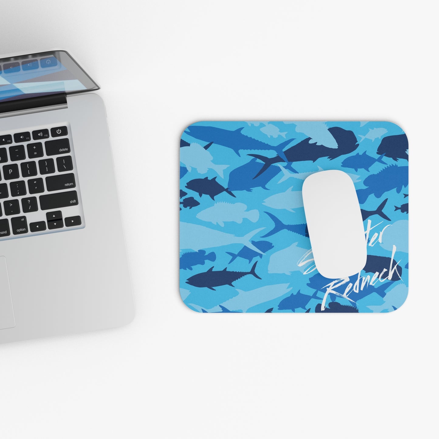Saltwater Redneck Blue Fish Camo Mouse Pad — Rectangle Gaming/Office Desk Mat