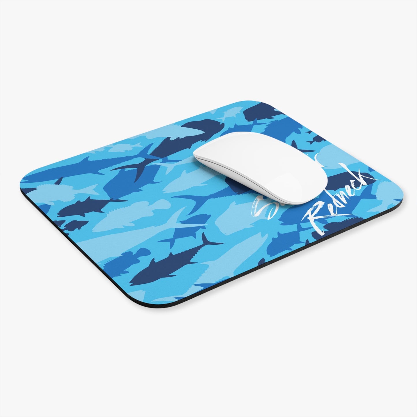 Saltwater Redneck Blue Fish Camo Mouse Pad — Rectangle Gaming/Office Desk Mat