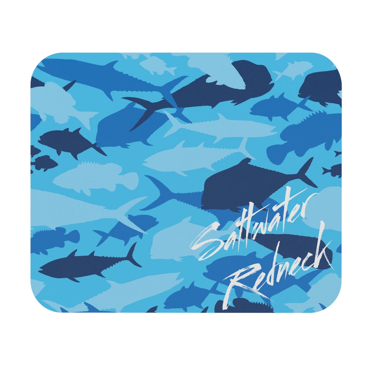 Saltwater Redneck Blue Fish Camo Mouse Pad — Rectangle Gaming/Office Desk Mat
